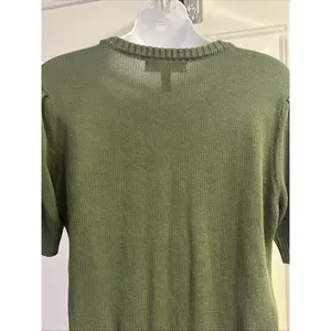 ModCloth Olive Green Knit Puff Short Sleeve Sweater Light Purple Ribbon- Medium thumbnail 9
