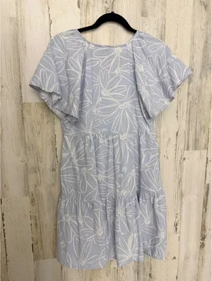 Universal Thread Womens XS Blue Floral Linen Blend Tiered Mini Dress Cottagecore thumbnail 8