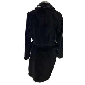 Victoria's Secret Women's Black Plush Hooded with Belt & Embroidered VS Logo M/L thumbnail 5