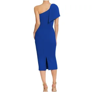 Dress the‎ Population Cobalt Blue One Shoulder Bow Sheath Dress XXS NWT Wedding thumbnail 3