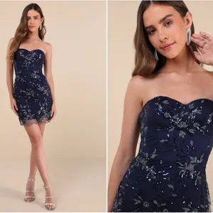 LULUS Sexy Prom Wedding Prom Cocktail Party Flirty Sparkly Homecoming Floral Min thumbnail 2