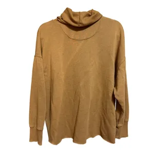 Aerie Oversized Turtleneck Sweater Camel Brown‎ Ribbed Long Sleeve Sz M thumbnail 2