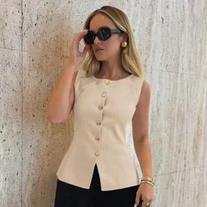 Nwot Knitted Buttoned Vest In Cream Color S thumbnail 3