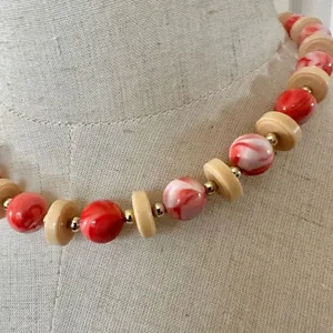 Orange and yellow Gunther beaded necklace thumbnail 2