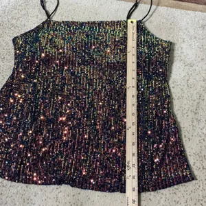VICI Iridescent Sequin Cami Top Womens Small Multi Color Party Disco SMT2011 thumbnail 2