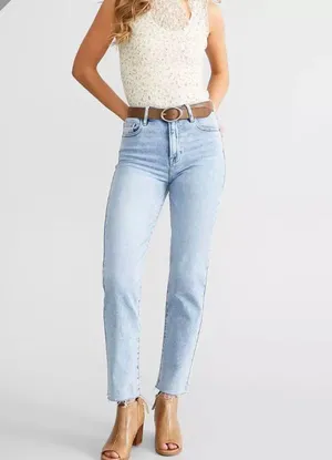Buckle hidden straight leg jeans thumbnail 1