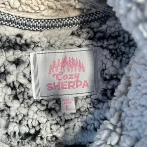 Cozy Sherpa Women's Grey‎ Ikat Aztec Fleece Pullover Sweatshirt Size L thumbnail 5