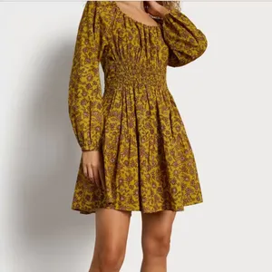 NWT SAM EDELMAN LORA MINI DRESS IN GOLDEN SPRIG -OLIVE OIL Small thumbnail 4