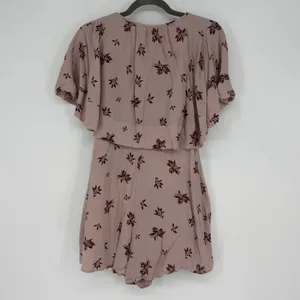 Free People‎ Womens Floral Capelet Romper Mauve Burgundy Size M Boho Romantic thumbnail 2
