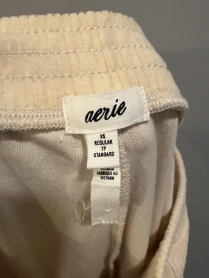 Aerie Groove-On Ribbed Velour Flare Pants Cream thumbnail 7
