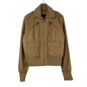 Y2k Vintage Yoki Tan Faux Leather Moto Jacket Large thumbnail 5