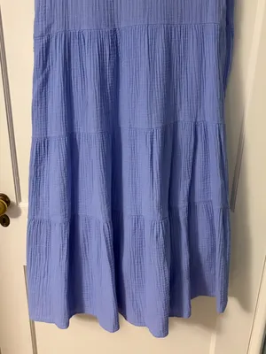 Pistache made in Italy gauzy cotton tiered midi dress NWT size medium purple thumbnail 5