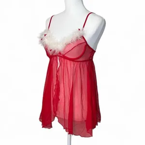 Sexy Mesh Marabou Lingerie Babydoll thumbnail 4