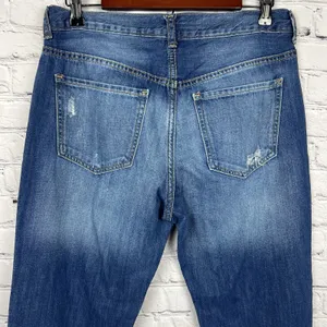 Old Navy Womens Boyfriend Button Fly Jeans Distressed Mid Rise Medium Wash Sz 4‎ thumbnail 5
