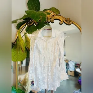 Free people Lydia white pleated top Nwot Xs thumbnail 2
