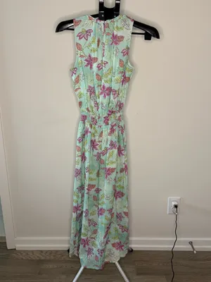 Hatley Floral Aqua Maxi Dress XS | Sleeveless Lined Modal Summer Dress thumbnail 4