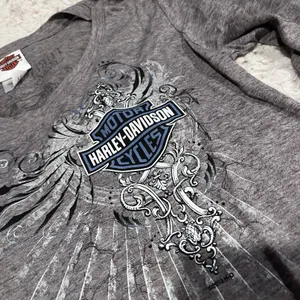 Harley Davidson Shirt Women XL Gray Graphic Biker Motorcycle Pittsburgh, PA thumbnail 2