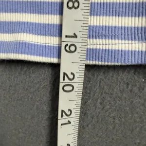 Anthropologie Maeve Shirt Womens Medium Blue Striped Ringer Puff Sleeve Tee Top thumbnail 5