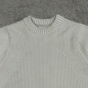 Lululemon Ribbed Sweater Womens Large Ivory Beige Cotton Blend Jumper Stretch thumbnail 4