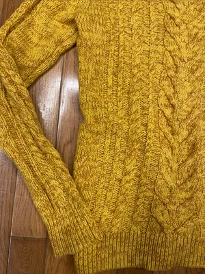 Old Navy Bright Yellow Marled Cable Crewneck Sweater thumbnail 2