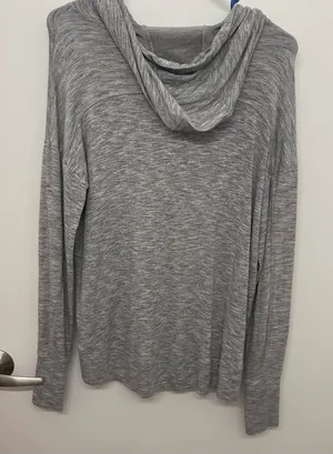 Athleta Heathered Grey Lightweight Hooded Sweatshirt thumbnail 1