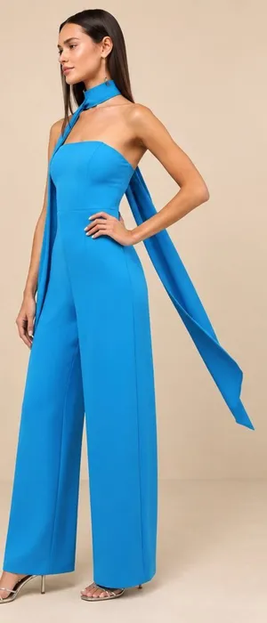 LULU's Sexy Chic Sophisticated Wedding Cocktail Elegant Vacation Jumpsuit thumbnail 1