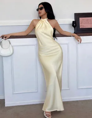 Yellow Satin dress Size XS thumbnail 1