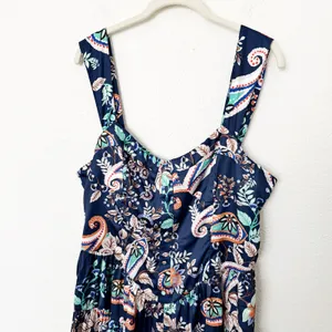 [Lulu's] Positively Adorable Navy Scarf Print Satin Tiered Bustier Romper NWT XL thumbnail 4