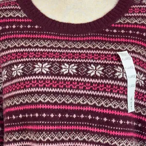 Croft & Barrow X-Large Sweater Fair Isle Crew Neck Long Sleeve Pullover Berry thumbnail 2