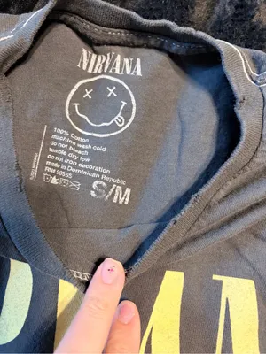 NIRVANA Gray Tee with Yellow Logo and Multicolor Floral Smile thumbnail 3