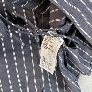 Abercrombie & Fitch Navy Pinstripe Tie Front Long Sleeve Top Womens Medium M thumbnail 6