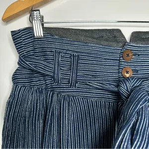 Free People Rumors Yarn Dye Blue Striped Harem Pants Size 6 thumbnail 8