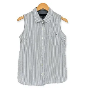 Tommy Hilfiger | Small | Nautical Blue White Pinstripe Sleeveless Button-Up Top thumbnail 1