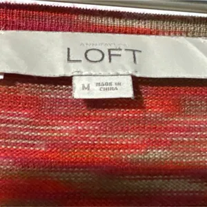 Ann Taylor LOFT Space Dye Sweater Red Multi Knit Pullover 3/4 Sleeve Medium Soft thumbnail 5
