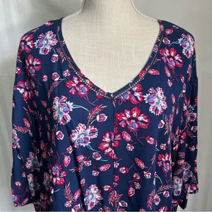 Como Vintage NWT Red White & Blue Floral Popover M thumbnail 4