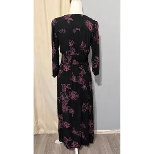 Whimsical‎ American Rag Midi Dress S Black Pink Floral Smocked Waist High-Low thumbnail 5