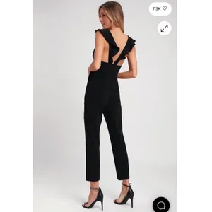 Lulus Black Leilani Ruffled Jumpsuit V-Neck Tapered Leg Size Large Party thumbnail 4
