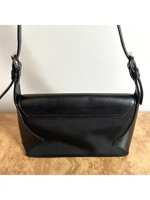Cole Haan Black Leather & Fabric Shoulder Bag Purse Classic Minimalist thumbnail 6