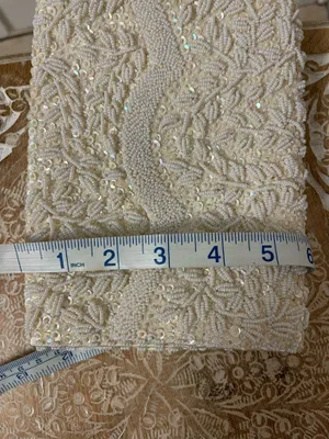 La Regale Beaded Ivory Sequin Envelope Clutch thumbnail 14
