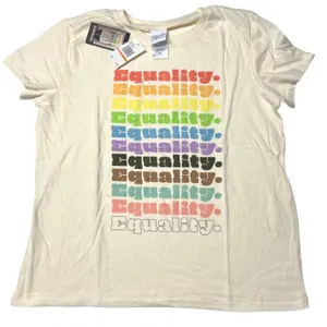 Equality Tee‎ Women's Medium Cream Retro Rainbow Graphic NWT thumbnail 1