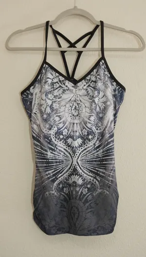 Prana Women Small Grey Mandala Graphic Strappy Racerback Yoga Tank Top Shelf Bra thumbnail 1