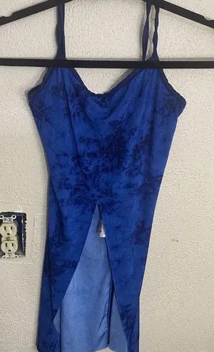 Dansco Blue Tie-Dye Dance Costume Leotard Tank Top Made In USA Adult MA thumbnail 1