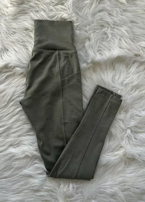 Prana Olive Green Women’s High-Waist Ribbed Leggings thumbnail 1