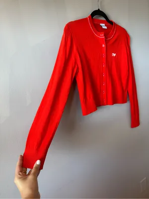 Outdoor Voices NWOT Women’s 100% Cotton Red Button Down Cardigan Size‎ Small thumbnail 5