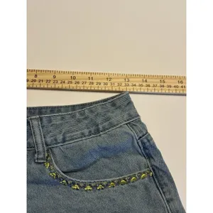 SHEIN Embroidered Denim Shorts Womens Boho Festival Y2K Blue Size S/M thumbnail 7
