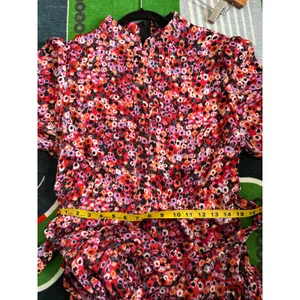 AX Paris Women’s Floral Long Sleeve Mini Dress Size‎ 14 Red Pink Ruffle Hem thumbnail 6