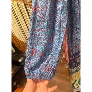 R. Vivimos Blue Peacock Floral Boho Tassel Midi Peasant Dress XL thumbnail 6