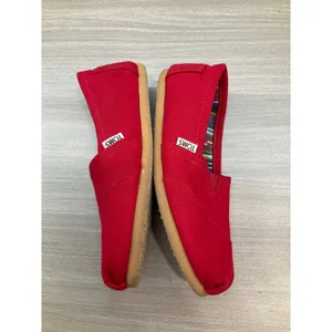 Toms Womens Alpargata Red Canvas Slip On‎ Flats thumbnail 5