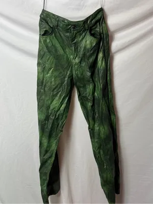 Vintage Y2K Green Wide Leg Faux Leather Pants thumbnail 6