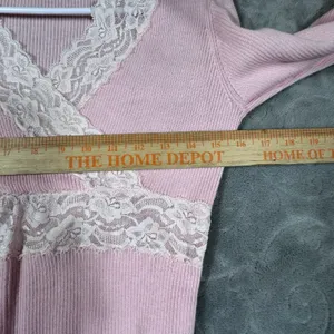 Y2K Coquette Wrap Top Medium Floral Lace Fairy Dollette Cute Girl Pink 90's VTG thumbnail 7